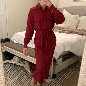 FRNCH red utility dress